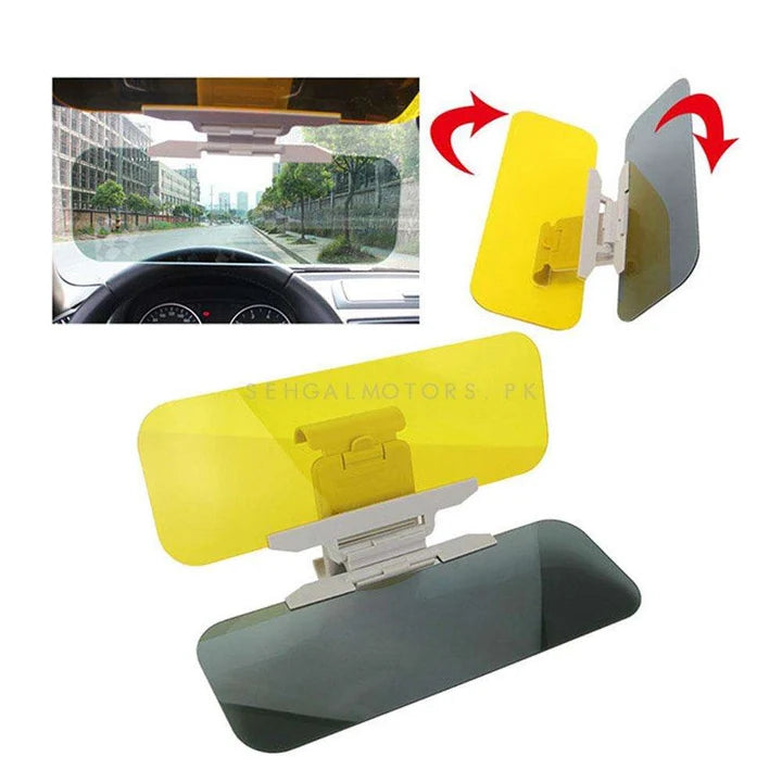 2-in-1 Car Sun Visor – Yellow Night Vision & Black Day Shade