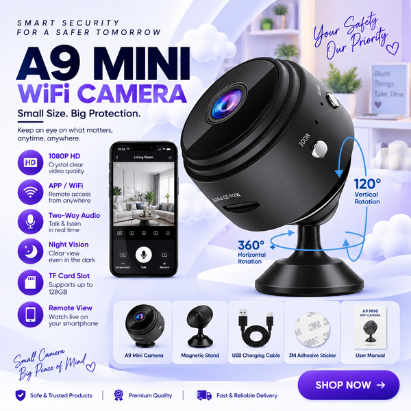 A9 Mini WiFi Security Camera HD 1080P Rechargeable