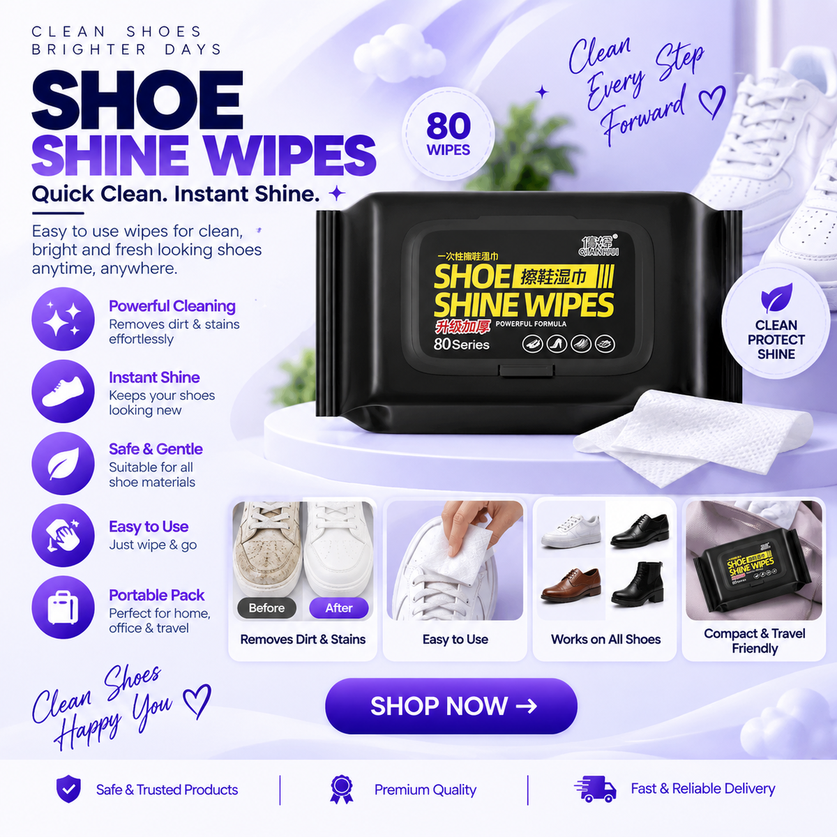 Portable Shoe Cleaning Wipes – Quick Sneaker & Leather Cleaner