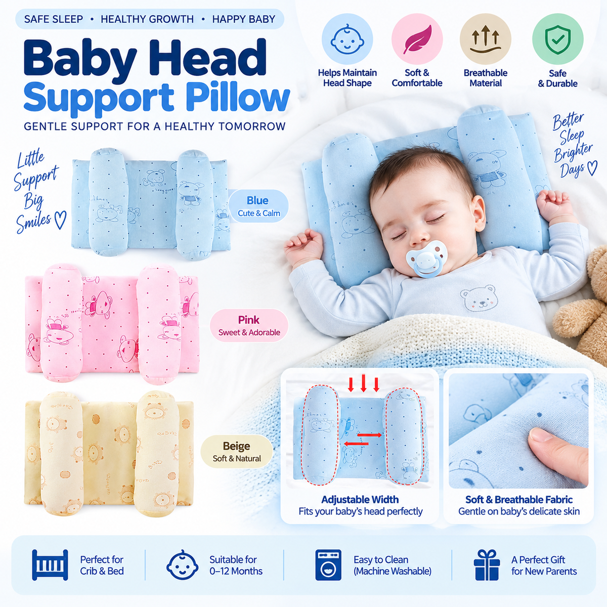 Soft Newborn Baby Head Shaping Pillow