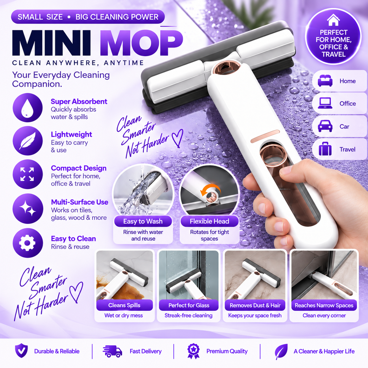Mini Portable Squeeze Mop – Handheld Cleaner