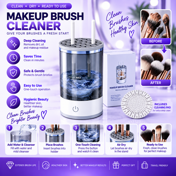 Electric Makeup Brush Cleaner & Dryer – All-in-One Cleaning Tool